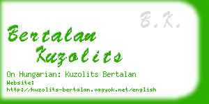 bertalan kuzolits business card